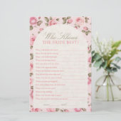 Papier Joli Rose Qui Connaît Le Jeu De Fête des mariées D (Debout devant)