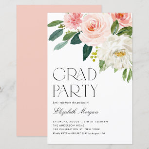 Papier Jolie aquarelle Fleurs Graduation Invitation