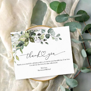 Papier Jolie calligraphie de remerciement avec verdure