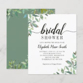 Papier Jolie Eucalyptus Green Invitation à la douche nupt (Devant / Derrière)