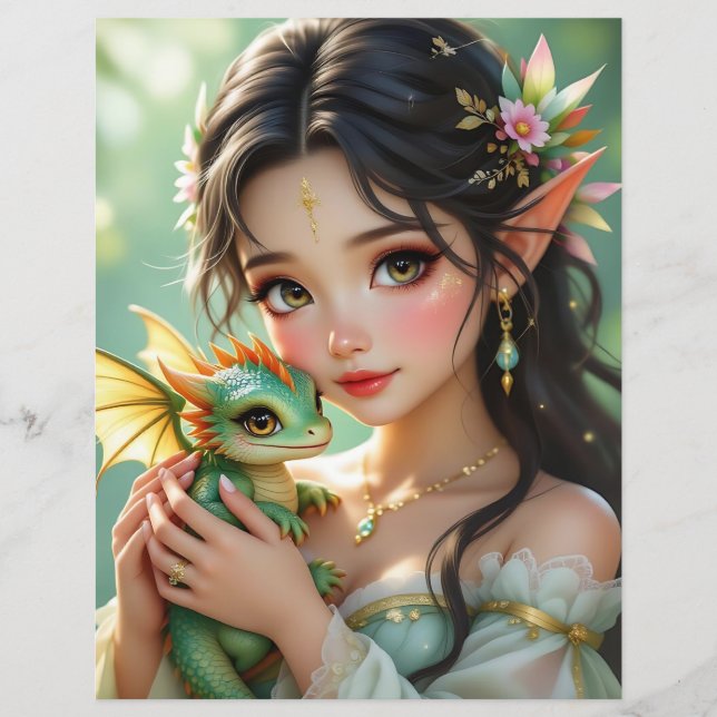 Papier Jolie Fée Elfe & Dragon | Scrapbook (Devant)