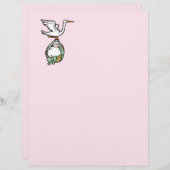 Papier Jolie fille de bébé rose (Devant / Derrière)