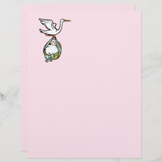 Papier Jolie fille de bébé rose (Devant / Derrière)