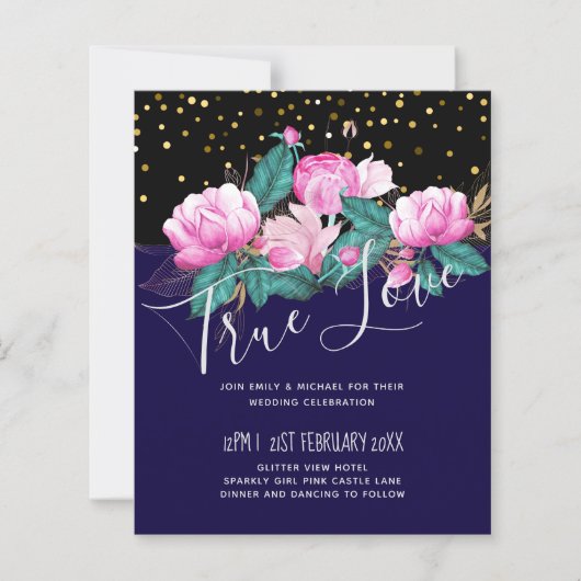 Papier Jolie fille rose Mariage d'or noir (Devant)