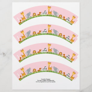 Papier Jolie Jungle Animaux Fille Plain Cupcake Wrapper