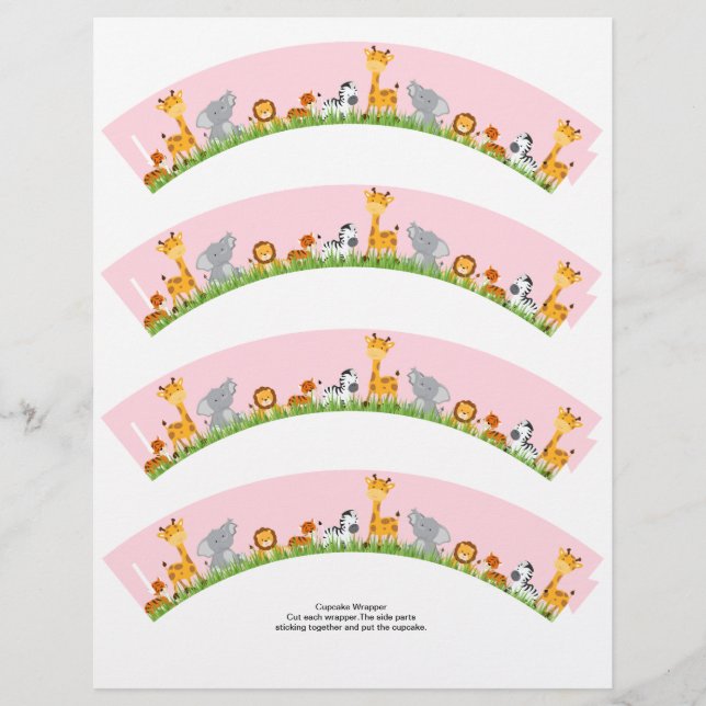 Papier Jolie Jungle Animaux Fille Plain Cupcake Wrapper (Devant)