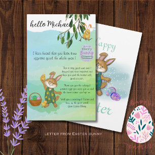 Papier Jolie lettre bleue de Bunny de Pâques