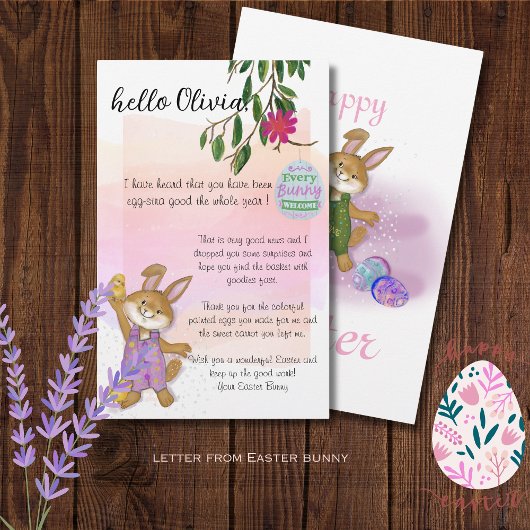 Papier Jolie lettre rose de Bunny de Pâques