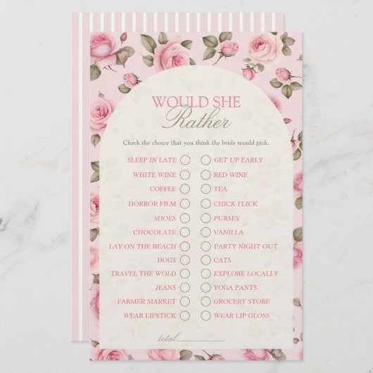 Papier Jolie Rose Voudrait-Elle Plutôt Fête des mariées J (Devant / Derrière)