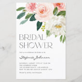 Papier Jolies fleurs d'aquarelle Invitation douche nuptia (Devant)