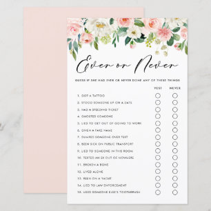 Papier Jolies Fleurs Jamais N'Ai-Je Jamais Jeu De Douche