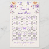 Papier Jolies Papillons Trouver Le Jeu De Bingo Invité (Devant)