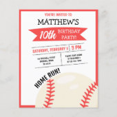 Papier Jote Baseball Ribbon Budget Anniversaire Invitatio (Devant)