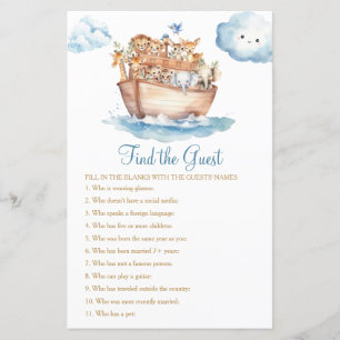 Papier Jote Boy Noah Ark Baby shower Trouver Le Jeu D'Inv