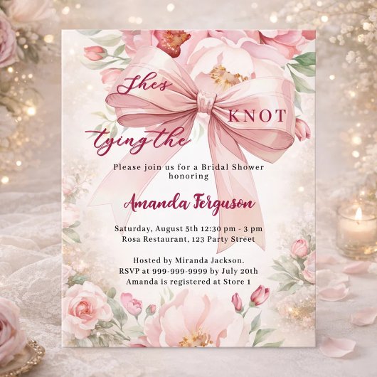 Papier Jouer noeud rose arc Poudre nuptiale invitation