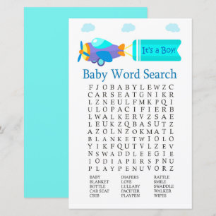 Papier Jouet Aéronefs Baby shower Word Jeu de recherche
