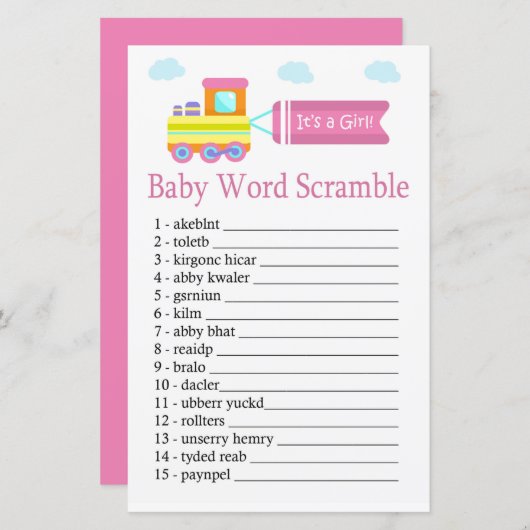 Papier Jouet Train Baby jeu de mots scramble (Devant / Derrière)