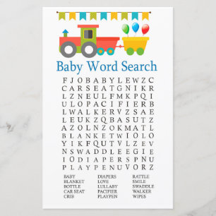 Papier Jouet train Baby shower Word Search Jeu