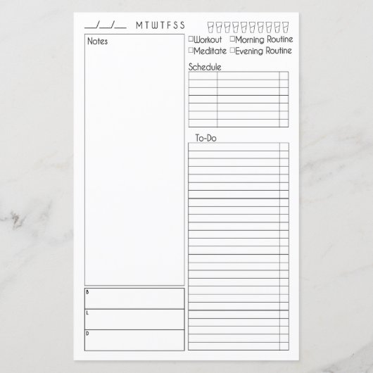 Papier Jour après jour avec espace Note (Dos)