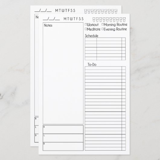 Papier Jour après jour avec espace Note (Devant / Derrière)