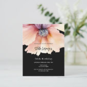 Papier Jour d'anniversaire de budget floral noir de pêche (Debout devant)