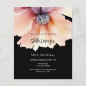 Papier Jour d'anniversaire de budget floral noir de pêche (Devant)