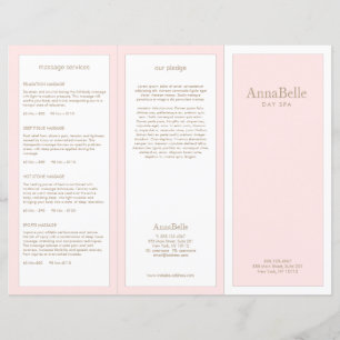 Papier Jour de beauté rose clair Spa Salon TriFold Brochu