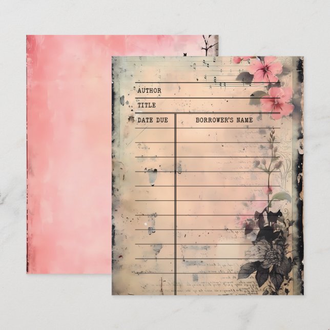 Papier journal de la carte de bibliothèque vintage (Devant / Derrière)