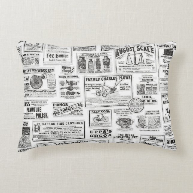 papier journal noir et blanc accent coussin (Devant)