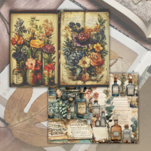 Papier journal vintage Apothécaire Botanique