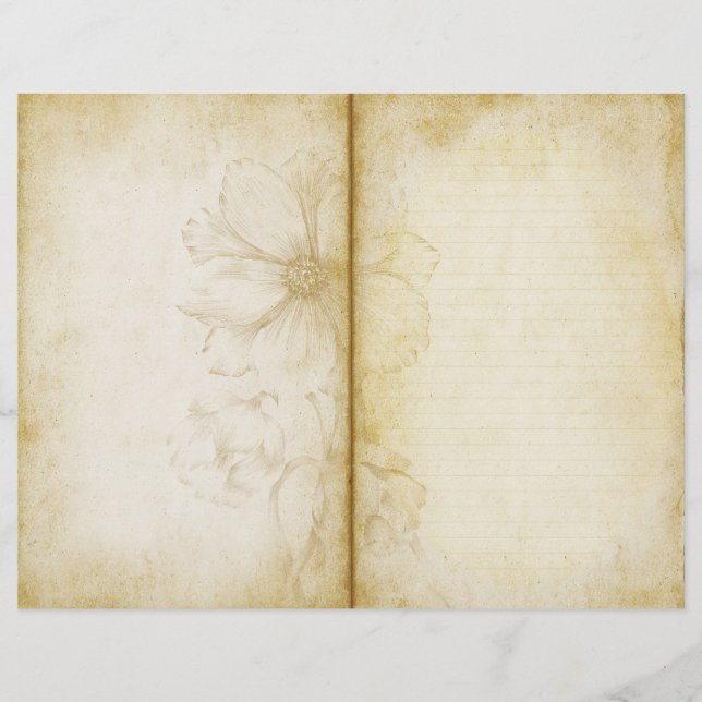 Papier journal vintage Floral de style antique (Devant)
