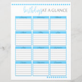 Papier Jours d'anniversaire mensuels en un coup d'oeil |  (Devant)