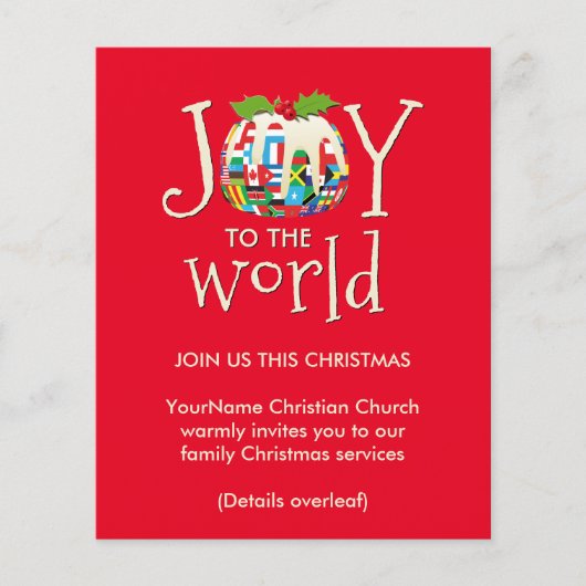 Papier Joy Pudding Church Service de Noël Invitation (Devant)