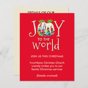 Papier Joy Pudding Church Service de Noël Invitation