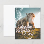 Papier Joyeuse Saint-Valentin avec cheval regardant (Devant / Derrière)