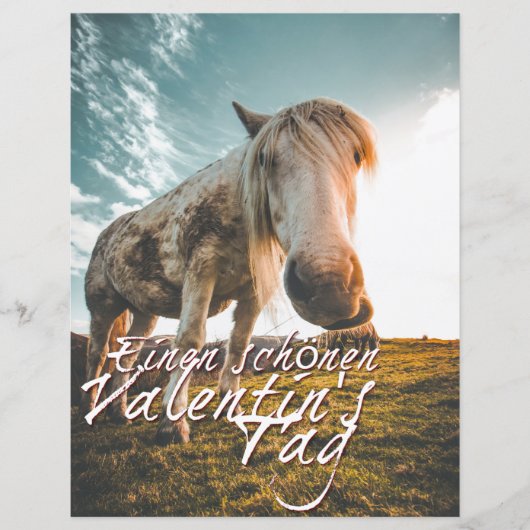 Papier Joyeuse Saint-Valentin avec un cheval qui regarde (Devant)