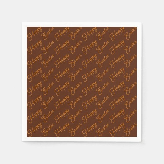 Papier Joyeuses Pâques écriture Orange sur Serviette en P (Devant)