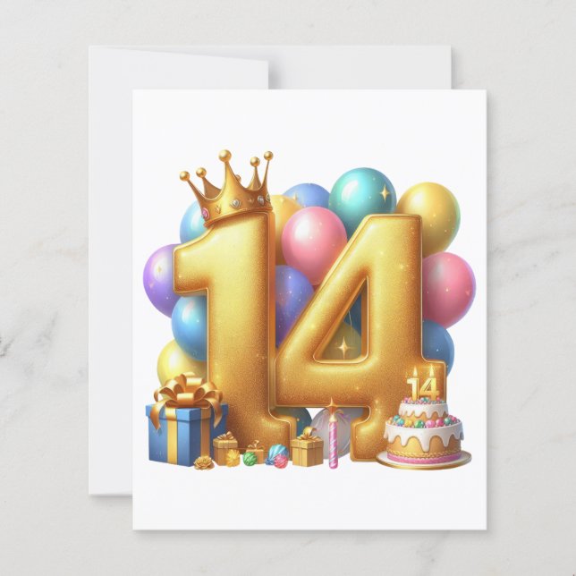 Papier Joyeux 14ème anniversaire (Devant)