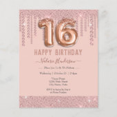 Papier Joyeux 16e anniversaire avec des gouttes de diaman (Devant)