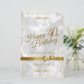 Papier Joyeux 40ème anniversaire avec arc en or (Debout devant)