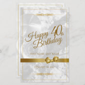 Papier Joyeux 40ème anniversaire avec arc en or (Devant / Derrière)