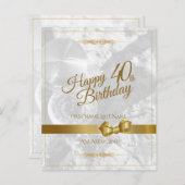 Papier Joyeux 40ème anniversaire avec arc en or (Devant / Derrière)