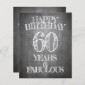 Papier Joyeux anniversaire - 60 ans & Fabuleux en chalkbo (Devant / Derrière)