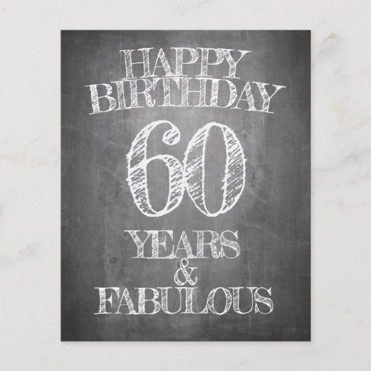 Papier Joyeux anniversaire - 60 ans & Fabuleux en chalkbo (Devant)