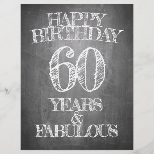 Papier Joyeux anniversaire - 60 ans & Fabuleux en chalkbo
