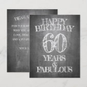 Papier Joyeux Anniversaire - 60 Ans & Fabuleux en tableau (Devant / Derrière)