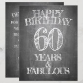 Papier Joyeux Anniversaire - 60 Ans & Fabuleux en tableau (Devant / Derrière)