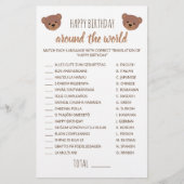 Papier Joyeux Anniversaire Dans Le Monde Jeu Teddy Bear (Devant)