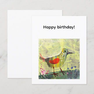Papier Joyeux anniversaire, joli oiseau, art contemporain