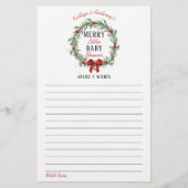 Papier Joyeux Baby shower de Noël Conseils et souhaits (Devant)